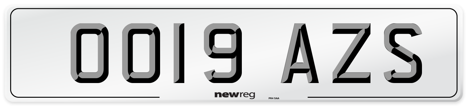 OO19 AZS Number Plate from New Reg